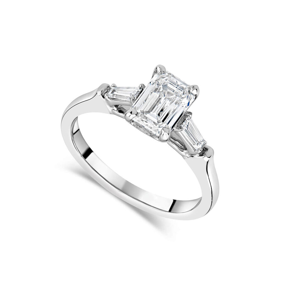 Born unazë platin me 1.38ct diamant i rritur në laborator baguette