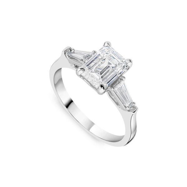 Born unazë platin me 1.98ct diamant i rritur në laborator smerald