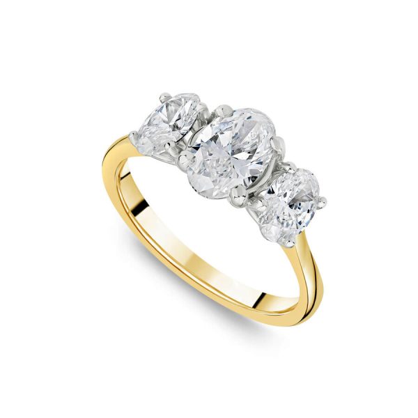 Born unazë ar i verdhë 18k me 2ct diamant i rritur në laborator ovale