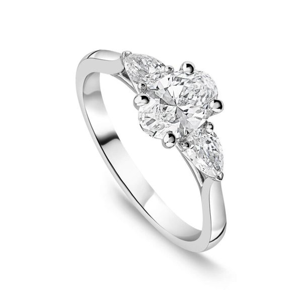 Born unazë platin me 1.40ct diamant i rritur në laborator ovale
