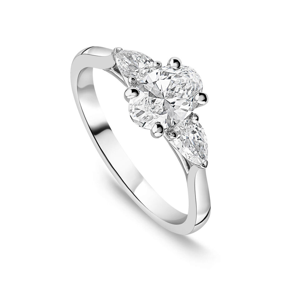 Born unazë platin me 1.40ct diamant i rritur në laborator ovale