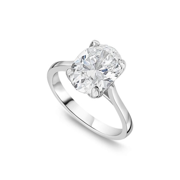 Born unazë platin me 3.00ct diamant ovale solitaire
