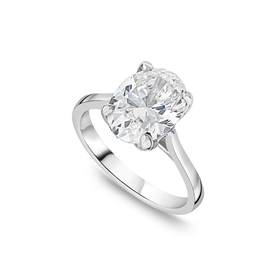 Born unazë platin me 3.00ct diamant ovale solitaire