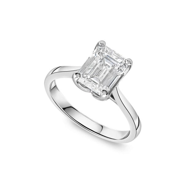 Born unazë platin me 2.50ct diamant i rritur në laborator smerald solitaire