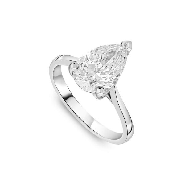 Born unazë platin me 2.50ct diamant i rritur në laborator dardhë solitaire