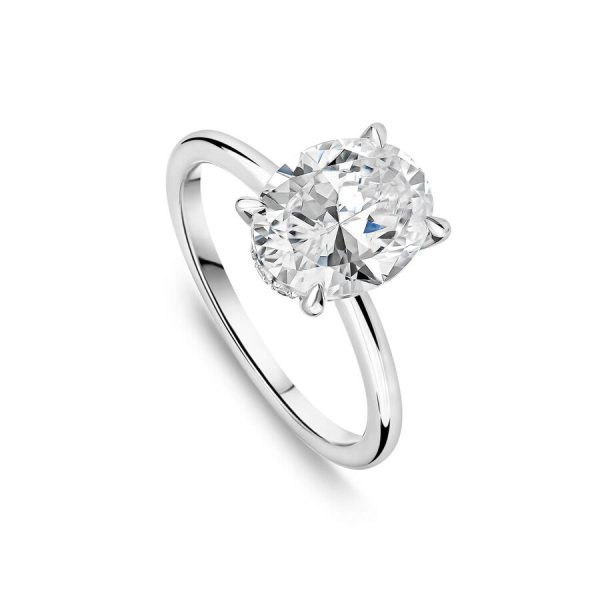 Born unazë platin me 2.11ct diamant i rritur në laborator ovale