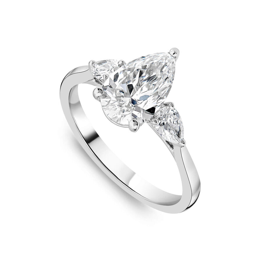 Born unazë platin me 1.80ct diamant i rritur në laborator dardhë
