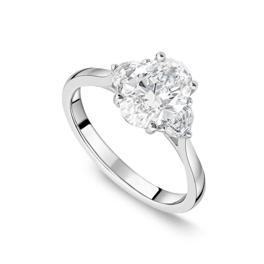 Born unazë platin me 1.78ct diamant i rritur në laborator ovale