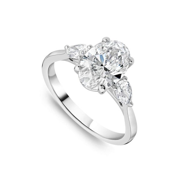 Born unazë platin me 2.40ct diamant i rritur në laborator ovale