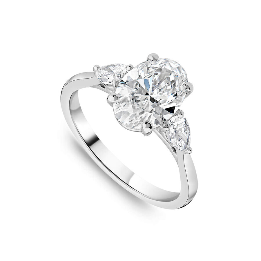 Born unazë platin me 2.40ct diamant i rritur në laborator ovale