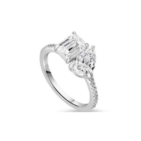 Born unazë platin me 2.15ct diamant i rritur në laborator dardhë