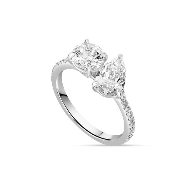 Born unazë platin me 2.15ct diamant i rritur në laborator dardhë — 2.15ct