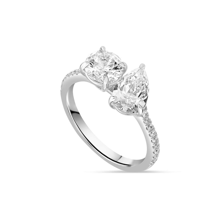 Born unazë platin me 2.15ct diamant i rritur në laborator dardhë — 2.15ct