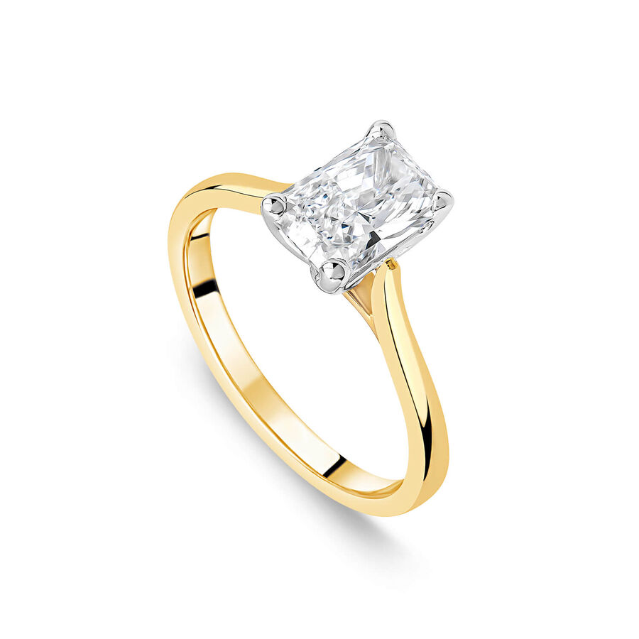 Born unazë solitaire ar i verdhë 18k me 1.50ct diamant i rritur në laborator solitaire