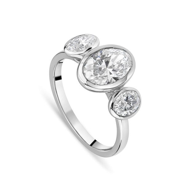 Born unazë platin me 2.80ct diamant i rritur në laborator ovale