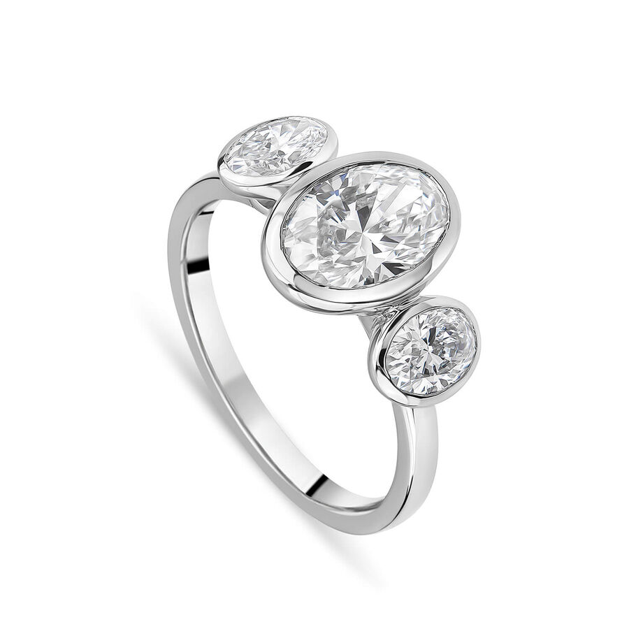 Born unazë platin me 2.80ct diamant i rritur në laborator ovale