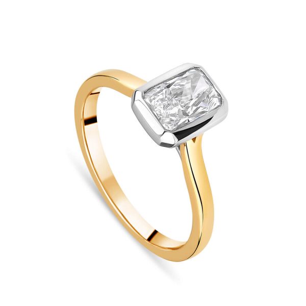 Born unazë solitaire ar i verdhë 18k me 1.50ct diamant i rritur në laborator solitaire — 1.50ct