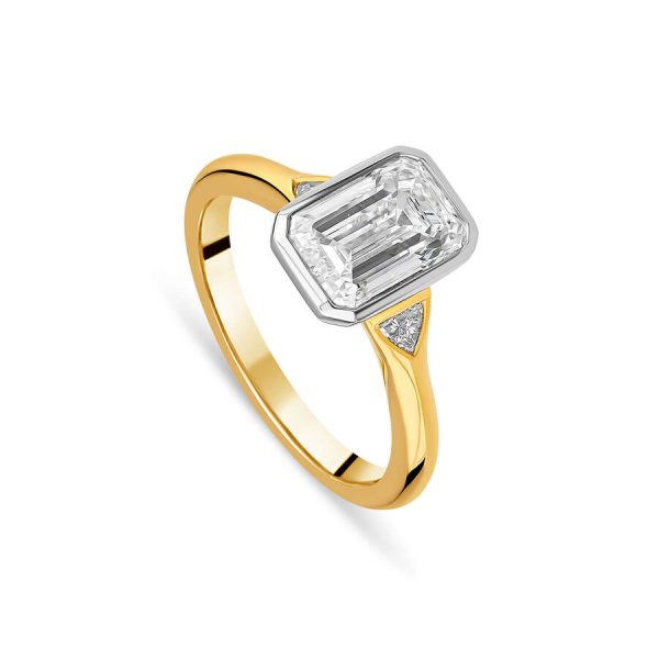 Born unazë solitaire ar i verdhë 18k me 2.20ct diamant i rritur në laborator solitaire