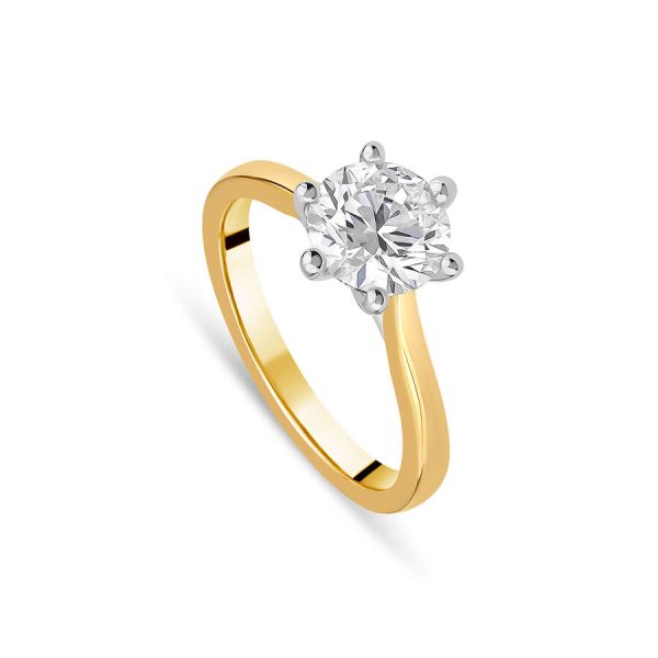 Born unazë solitaire ar i verdhë 18k me 1.50ct diamant i rritur në laborator solitaire — 1.50ct