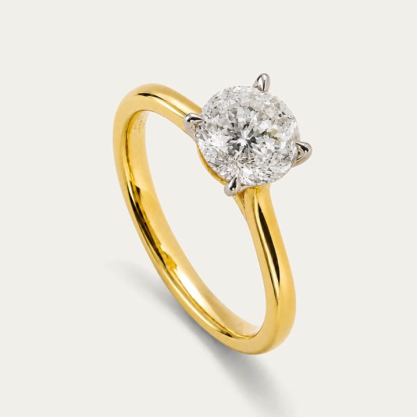 Born unazë solitaire NOVA ar i verdhë 18k me 1.50ct diamant i rritur në laborator solitaire