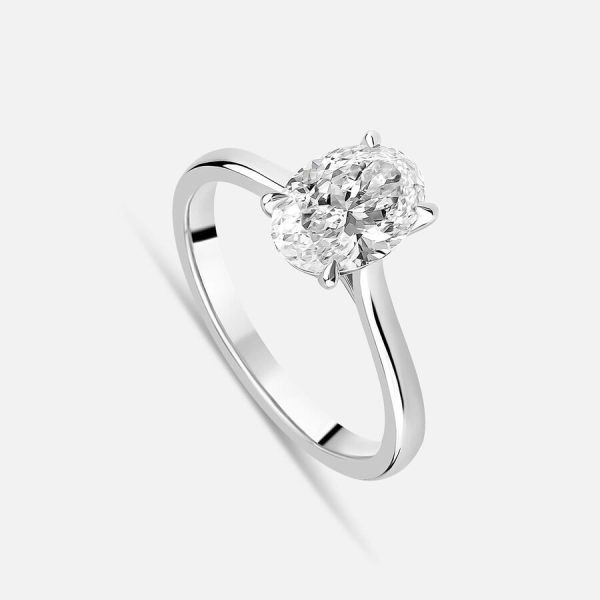 Born unazë solitaire NOVA platin me 1.50ct diamant i rritur në laborator ovale solitaire