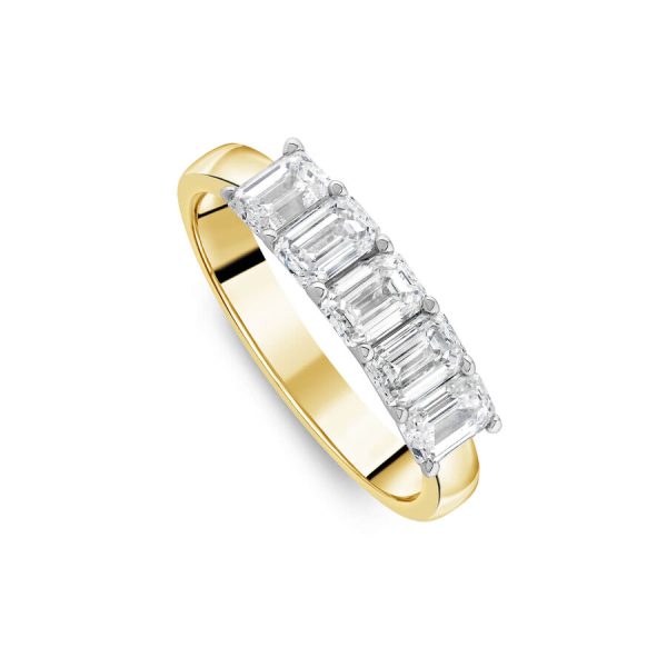 Born unazë ar i verdhë 18k me 1.50ct diamant i rritur në laborator smerald eternity