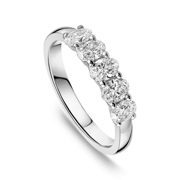 Born unazë platin me 0.90ct diamant i rritur në laborator ovale eternity