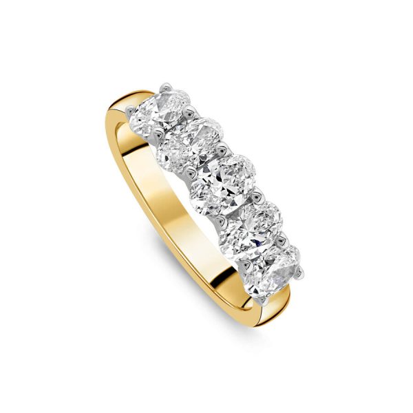 Born unazë ar i verdhë 18k me 1.5ct diamant i rritur në laborator ovale eternity