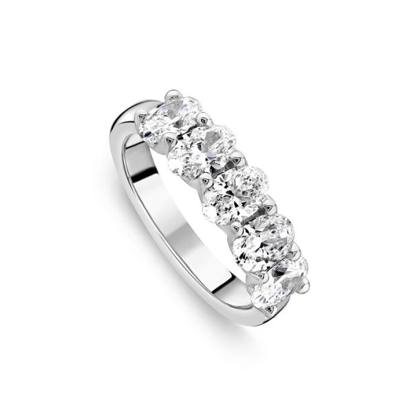 Born unazë platin me 1.85ct diamant i rritur në laborator ovale eternity