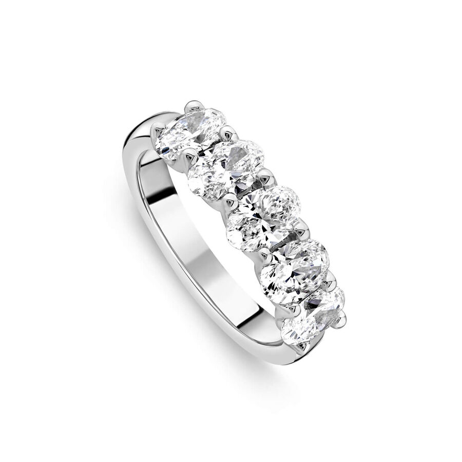 Born unazë platin me 1.85ct diamant i rritur në laborator ovale eternity