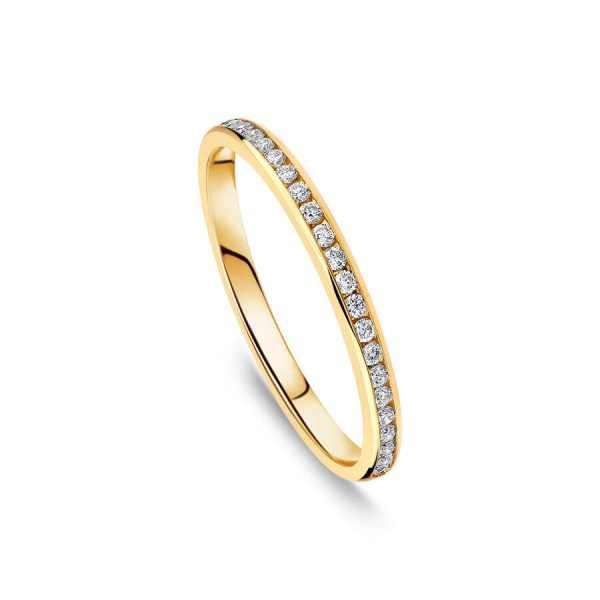 Born unazë martese ar i verdhë 18k me 0.10ct diamant i rritur në laborator eternity