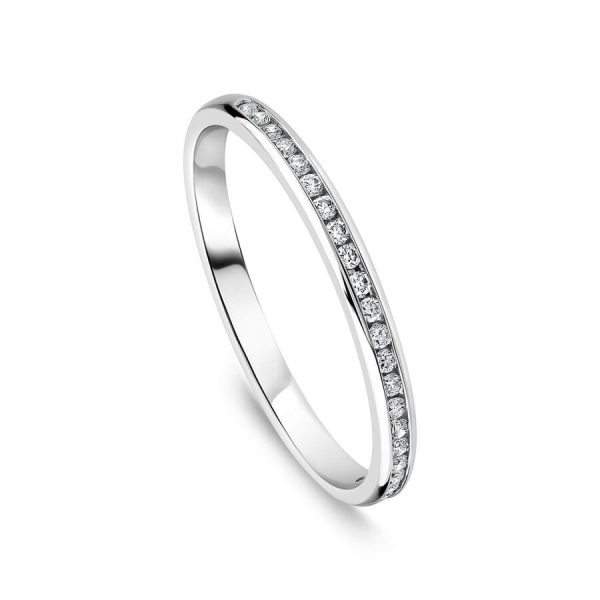 Born unazë martese platin 10k me 0.10ct diamant i rritur në laborator eternity