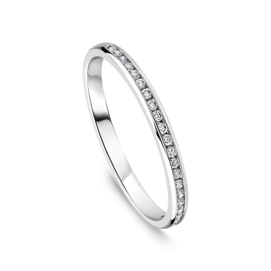 Born unazë martese platin 10k me 0.10ct diamant i rritur në laborator eternity