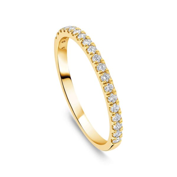 Born unazë martese ar i verdhë 18k me 0.20ct diamant i rritur në laborator eternity