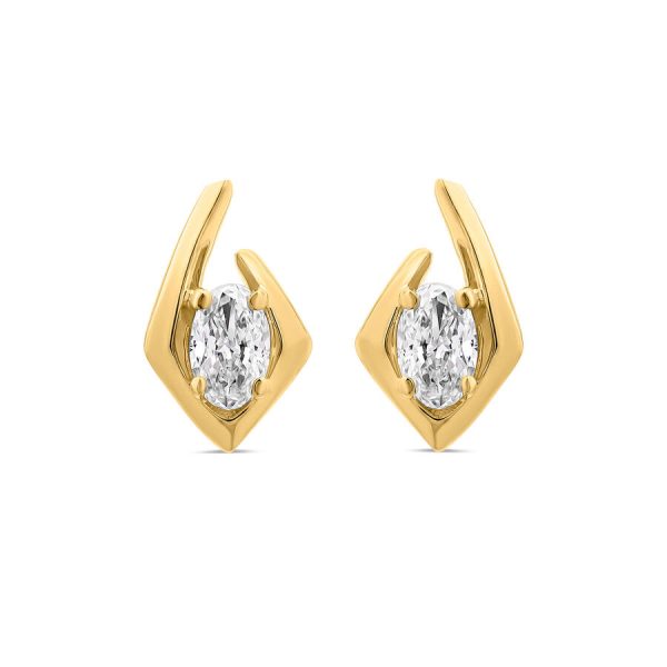 Born vathë Kissed ar i verdhë 9k me 0.20ct diamant i rritur në laborator ovale