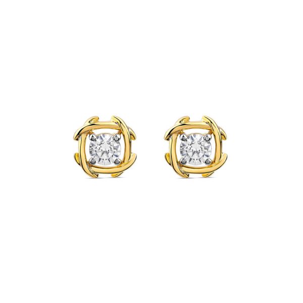Vathë me kunj ar i verdhë 9k me 1.00ct diamant i rritur në laborator nyjë
