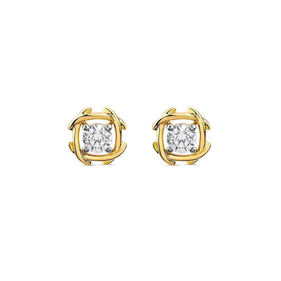 Vathë me kunj ar i verdhë 9k me 1.00ct diamant i rritur në laborator nyjë