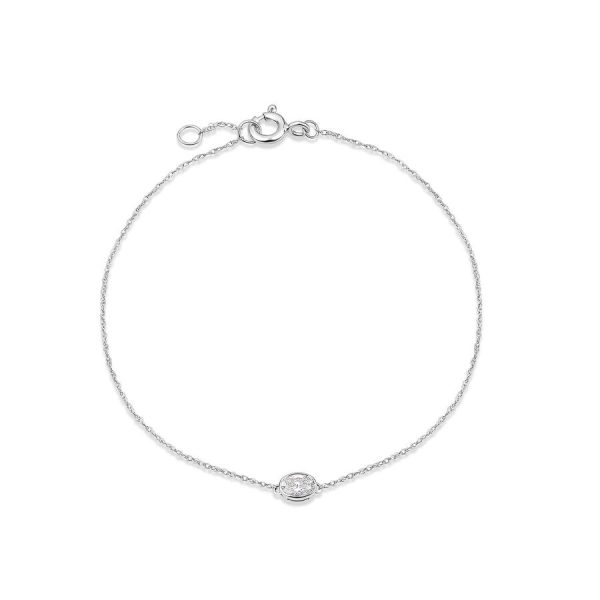 Born byzylyk Kissed ar i bardhë 9k me 0.20ct diamant i rritur në laborator ovale