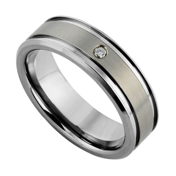 Unazë titan 7mm me diamant