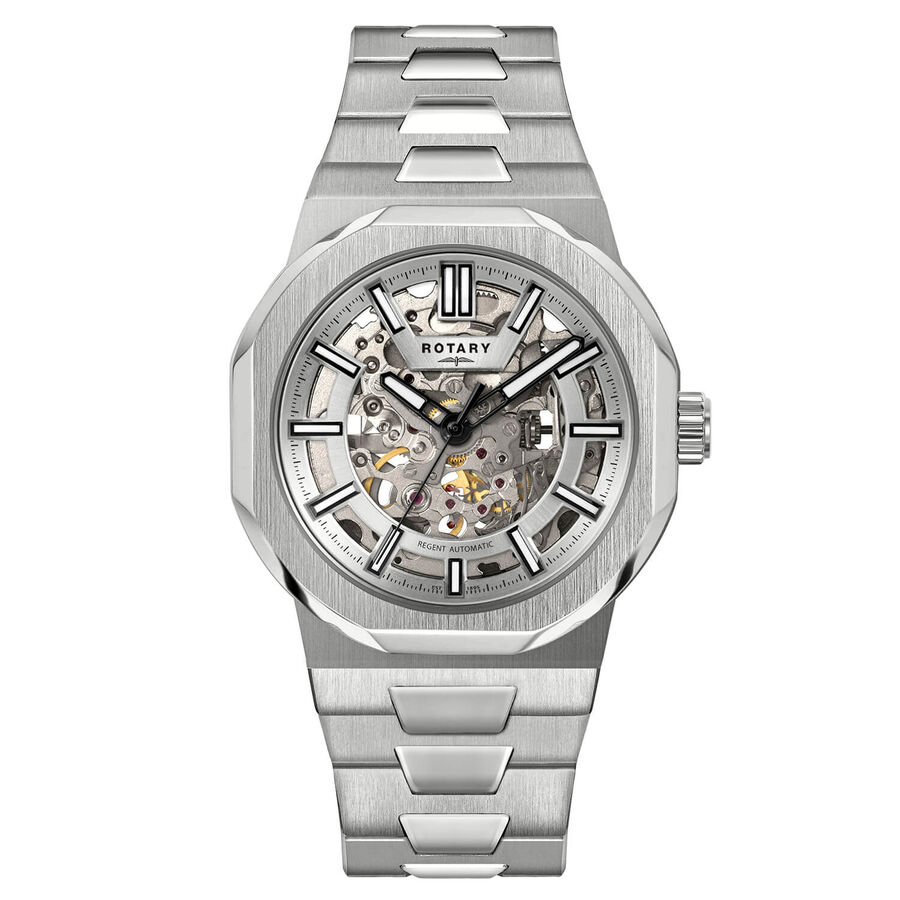 Rotary orë Regent Skeleton Automatic 43mm argjend